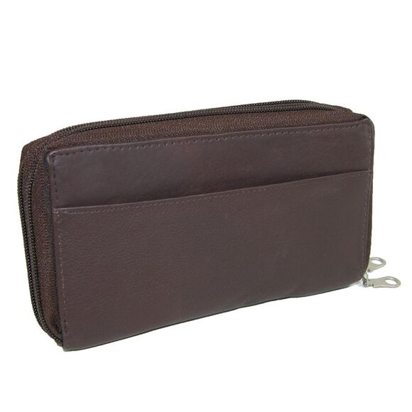 Paul & Taylor Leather Double Zippered Checkbook Cover Wallet - Picture 4 of 4